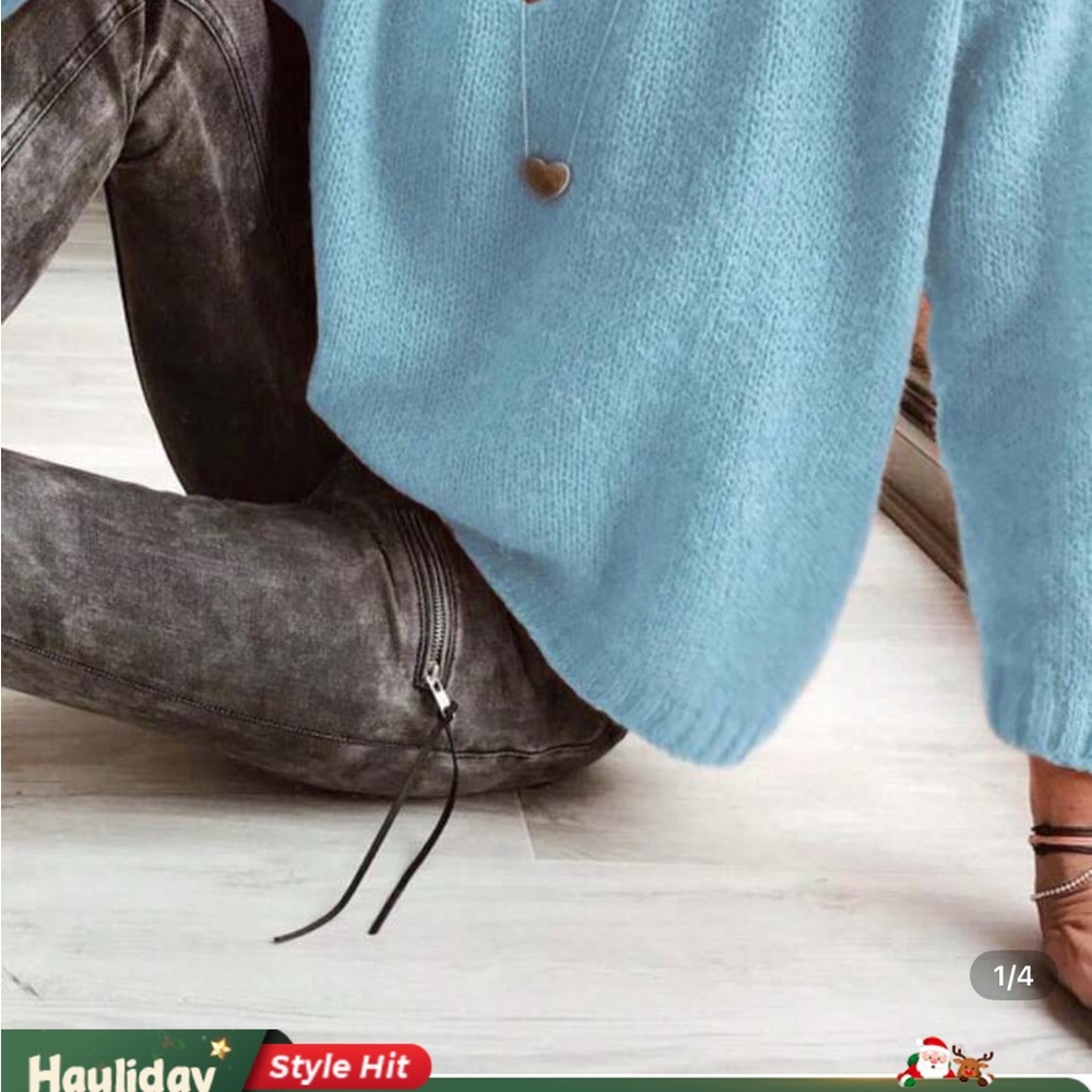 SHEIN Light Blue Crew Neck Sweater